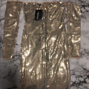 Gold Midi Sequins dress